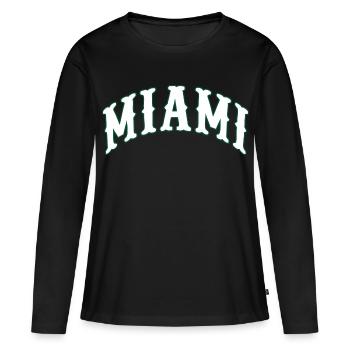 Miami - T-shirt manches longues Premium bio Femme - noir - Devant - Julia (174cm)