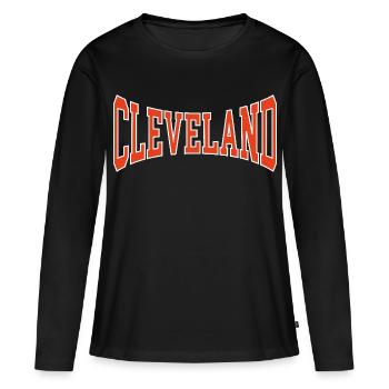 Cleveland - T-shirt manches longues Premium bio Femme - noir - Devant - Julia (174cm)