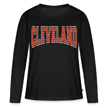 Cleveland - T-shirt manches longues Premium bio Femme - noir - Devant - Julia (174cm)