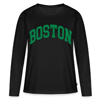 Boston - T-shirt manches longues Premium bio Femme - noir - Devant - Julia (174cm)