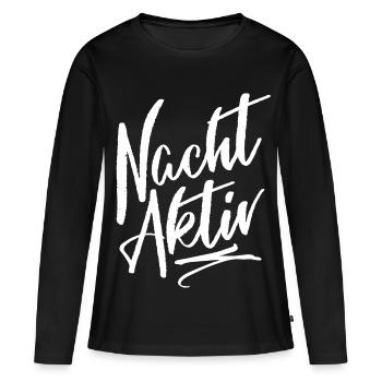 Nachtaktiv - Nachteule - Nachtschwärmer - Frauen Premium Bio Langarmshirt - Schwarz - Vorne - Julia (174cm)