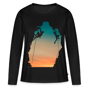 Couchersoleil falaise grimpeurs - T-shirt manches longues Premium bio Femme - noir - Devant - Julia (174cm)