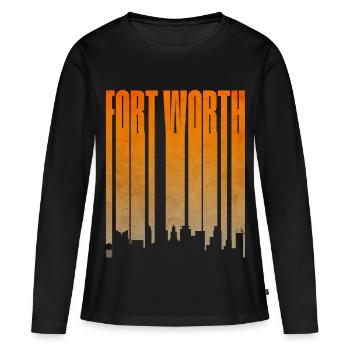 Pente de la silhouette de Fort Worth - T-shirt manches longues Premium bio Femme - noir - Devant - Julia (174cm)
