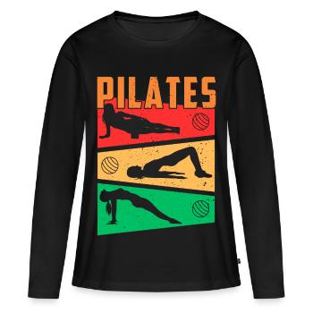 PILATES-BILDER - Frauen Premium Bio Langarmshirt - Schwarz - Vorne - Julia (174cm)