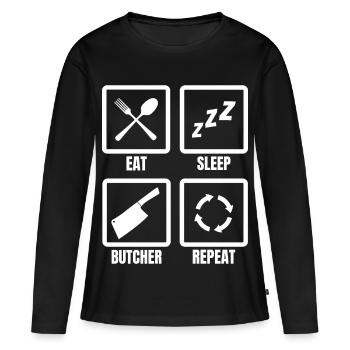 Eat Sleep Butcher Répéter - T-shirt manches longues Premium bio Femme - noir - Devant - Julia (174cm)
