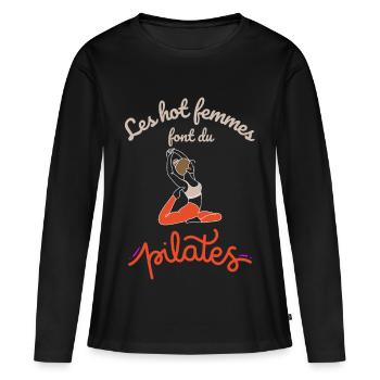 Les hot femmes font du pilates - T-shirt manches longues Premium bio Femme - noir - Devant - Julia (174cm)