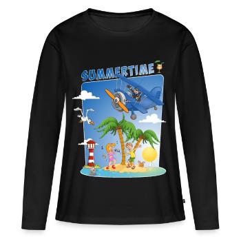 Image d’été colorée et joyeuse - T-shirt manches longues Premium bio Femme - noir - Devant - Julia (174cm)