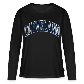 Cleveland - T-shirt manches longues Premium bio Femme - noir - Devant - Julia (174cm)