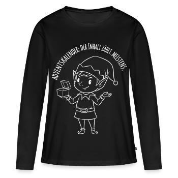 Calendrier de l’Avent : Le contenu compte. Surtout! - T-shirt manches longues Premium bio Femme - noir - Devant - Julia (174cm)