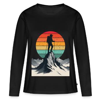 Aventurier au Sommet Montagne - T-shirt manches longues Premium bio Femme - noir - Devant - Julia (174cm)