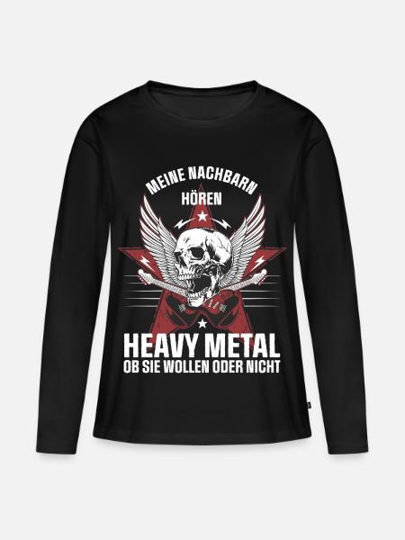 My neighbors listen to heavy metal - Women's Premium Organic Long Sleeve Shirt - black