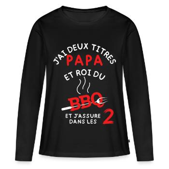 Papa et Moi BBQ 2: J'assure au Grill - T-shirt manches longues Premium bio Femme - noir - Devant - Julia (174cm)