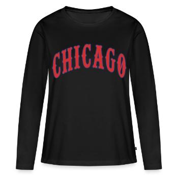 Chicago - T-shirt manches longues Premium bio Femme - noir - Devant - Julia (174cm)