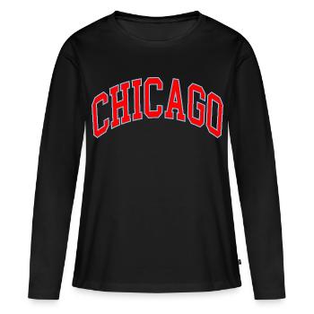 Chicago - T-shirt manches longues Premium bio Femme - noir - Devant - Julia (174cm)