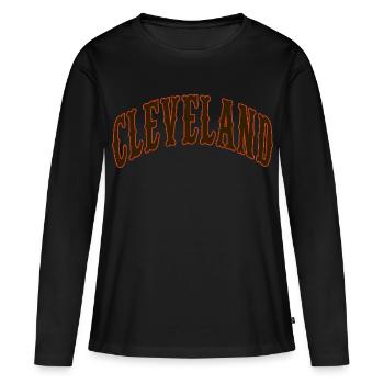 Cleveland - T-shirt manches longues Premium bio Femme - noir - Devant - Julia (174cm)