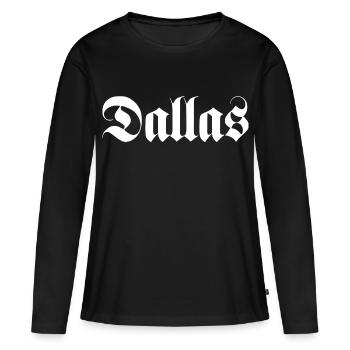 Dallas - Frauen Premium Bio Langarmshirt - Schwarz - Vorne - Julia (174cm)