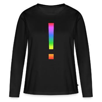 Point d'exclamation arc-en-ciel - T-shirt manches longues Premium bio Femme - noir - Devant - Julia (174cm)