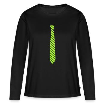 Krawatte - Frauen Premium Bio Langarmshirt - Schwarz - Vorne - Julia (174cm)