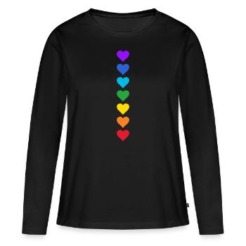 Coeurs colorés Chakras Yoga Chakra Méditation - T-shirt manches longues Premium bio Femme - noir - Devant - Julia (174cm)