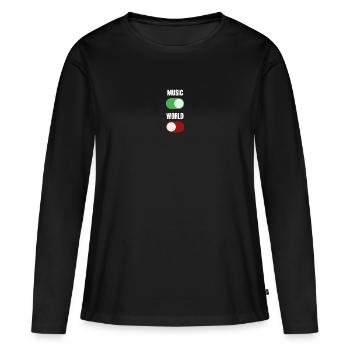 Music On World Off - T-shirt manches longues Premium bio Femme - noir - Devant - Julia (174cm)