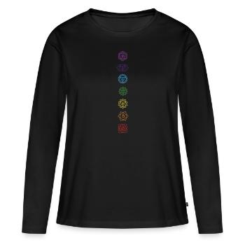 7 chakras - T-shirt manches longues Premium bio Femme - noir - Devant - Julia (174cm)