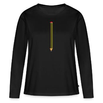 crayon - T-shirt manches longues Premium bio Femme - noir - Devant - Julia (174cm)