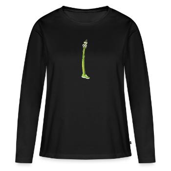 sport, fitness, asperges, asperges vertes, baskets - T-shirt manches longues Premium bio Femme - noir - Devant - Julia (174cm)