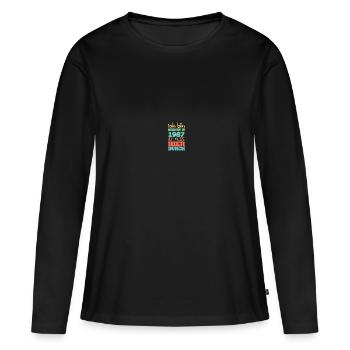 1987 - Frauen Premium Bio Langarmshirt - Schwarz - Vorne - Julia (174cm)