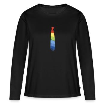 Cravate arc-en-ciel LGBT - T-shirt manches longues Premium bio Femme - noir - Devant - Julia (174cm)