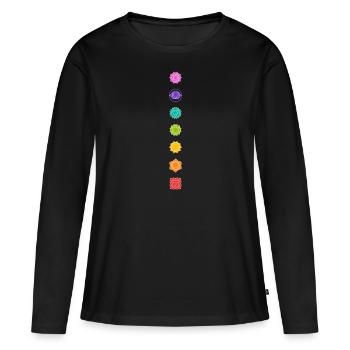 Chakra symboles 7 chakras yoga yoga Kundalini - T-shirt manches longues Premium bio Femme - noir - Devant - Julia (174cm)