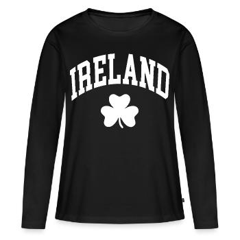 Trèfle d’Irlande - T-shirt manches longues Premium bio Femme - noir - Devant - Julia (174cm)