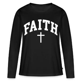 Foi - T-shirt manches longues Premium bio Femme - noir - Devant - Julia (174cm)