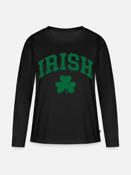 Irish Shamrock - Frauen Premium Bio Langarmshirt - Schwarz
