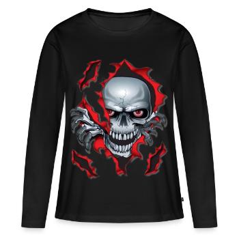 Skull - T-shirt manches longues Premium bio Femme - noir - Devant - Julia (174cm)