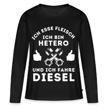 Ich esse Fleisch, ich bin Hetero und Fahre Auto - Frauen Premium Bio Langarmshirt - Schwarz - Vorne - Julia (174cm)