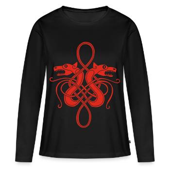 Rote Wikinger-Hydra - Frauen Premium Bio Langarmshirt - Schwarz - Vorne - Julia (174cm)
