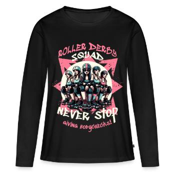 Équipe de roller derby - T-shirt manches longues Premium bio Femme - noir - Devant - Julia (174cm)