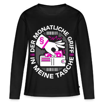 Der Monatliche Griff In Meine Tasche - Frauen Premium Bio Langarmshirt - Schwarz - Vorne - Julia (174cm)