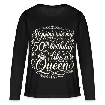 Entrer dans mes 50 ans et 50 ans - T-shirt manches longues Premium bio Femme - noir - Devant - Julia (174cm)