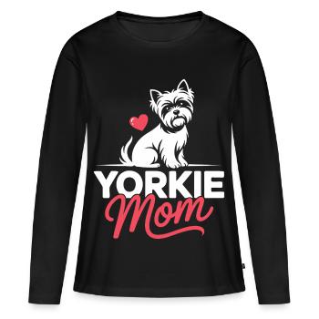 Yorkie Mom Heart Illustration - Women's Premium Organic Long Sleeve Shirt - black - Front - Julia (174cm)