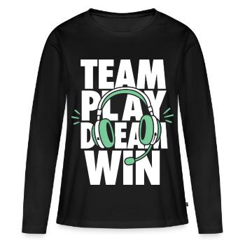 Casque de jeu Team Play Dream Win - T-shirt manches longues Premium bio Femme - noir - Devant - Julia (174cm)