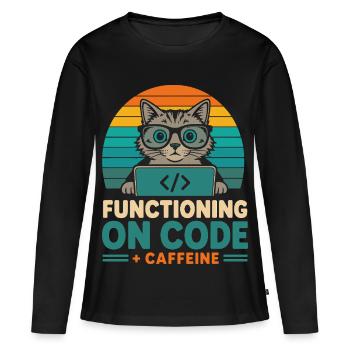 Fonctionner sous Code et Caffeine Cat - T-shirt manches longues Premium bio Femme - noir - Devant - Julia (174cm)