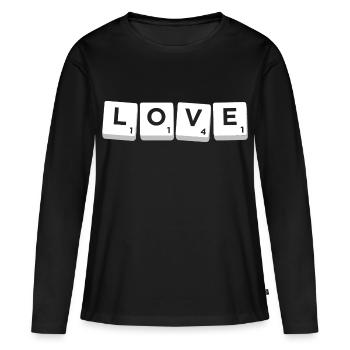 Carreaux De lettres Du Scrabble Love - T-shirt manches longues Premium bio Femme - noir - Devant - Julia (174cm)