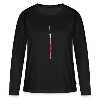 Blutiges Samurai Schwert - Frauen Premium Bio Langarmshirt - Schwarz - Vorne - Julia (174cm)