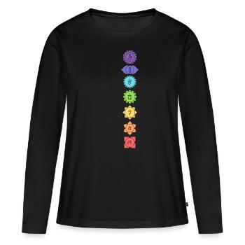 chakras - T-shirt manches longues Premium bio Femme - noir - Devant - Julia (174cm)
