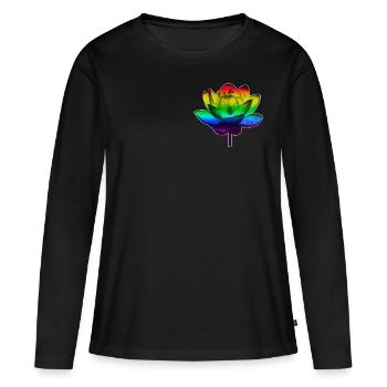 Fleur LGBT - T-shirt manches longues Premium bio Femme - noir - Devant - Julia (174cm)