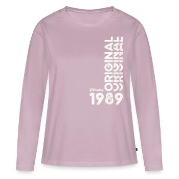 35e anniversaire Original Février Né 1989 - T-shirt manches longues Premium bio Femme - rose poudré - Devant - Julia (174cm)