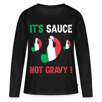 Expression Italienne Humour Sauce - T-shirt manches longues Premium bio Femme - noir - Devant - Julia (174cm)