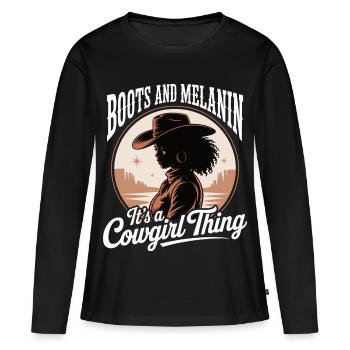 Western Country Afro Women - Women's Premium Organic Long Sleeve Shirt - black - Front - Julia (174cm)