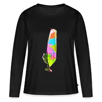 Bunter Windsurfer - T-shirt manches longues Premium bio Femme - noir - Devant - Julia (174cm)